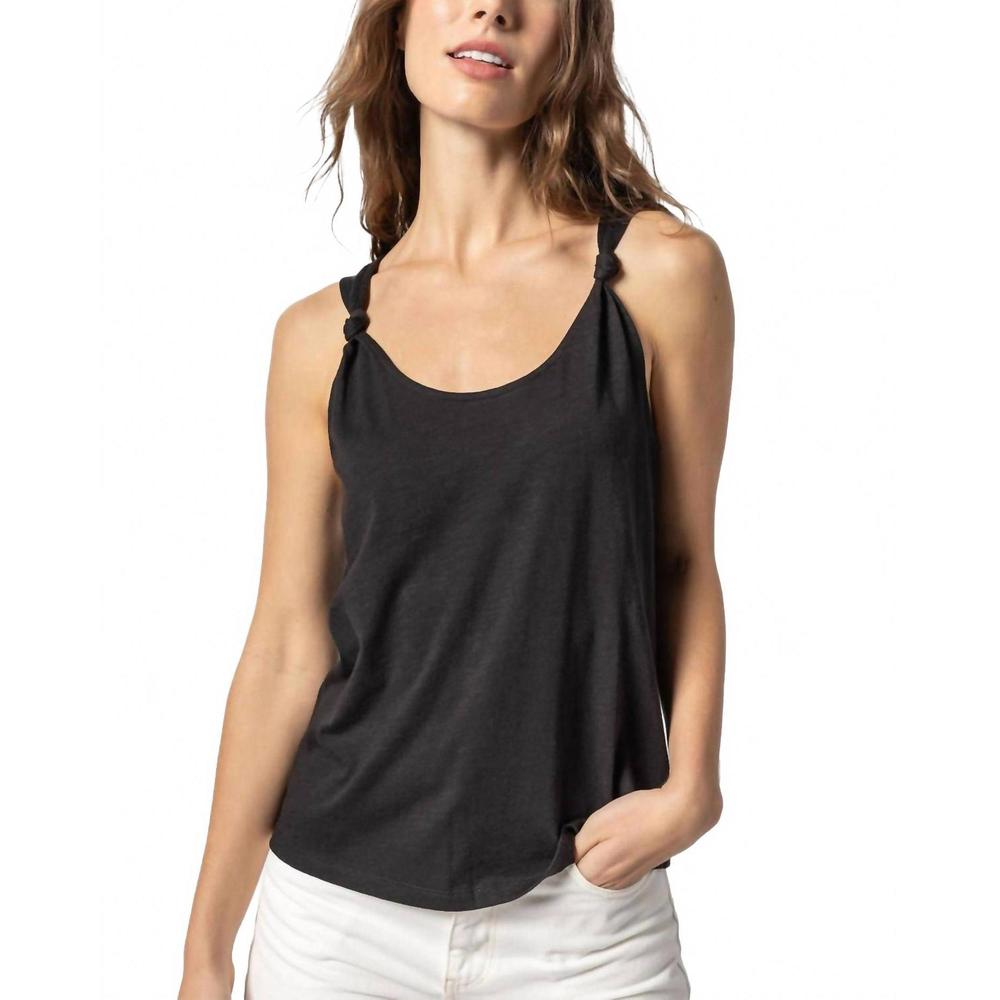 NEW LILLA P knot strap tank top in black